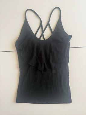 Hollister Black Crisscross Ruffle Cami Tank Top